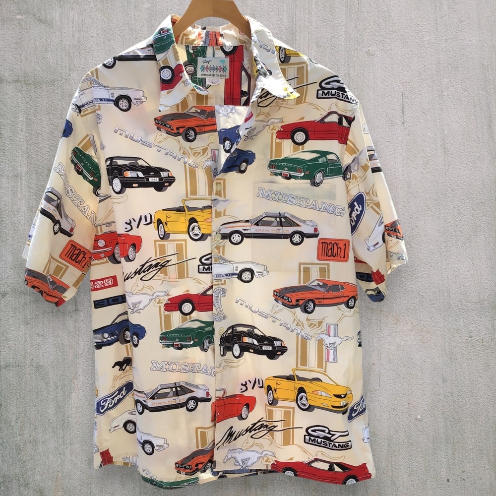 Reyn Spooner Ford Mustang American Classics Cotton Button Down Shirt Mens Large